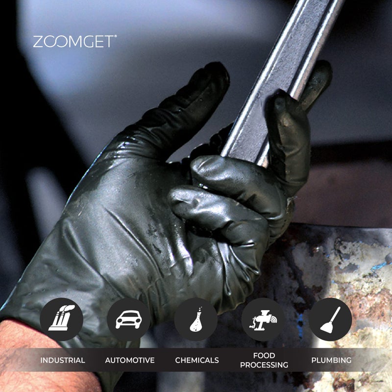 X3 Black Nitrile Disposable Industrial Gloves, 3 Mil, Latex/Powder-Free, Food-Safe, Non-Sterile, Textured, Large, Box of 100 - Image 5